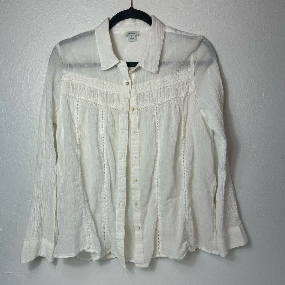 Sundance white bohemian button down blouse size small